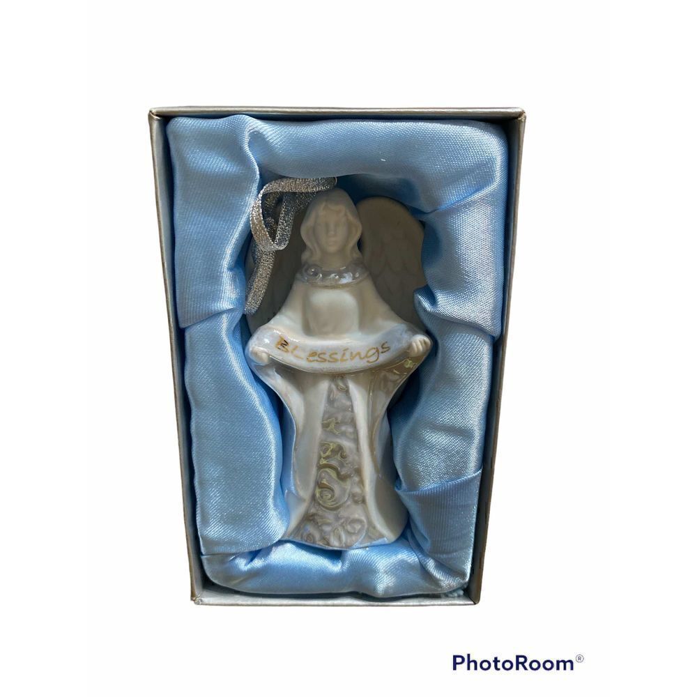 Set of 6 Porcelain Inspirational Angel Ornaments with matte and glaze finish - Picture 2 of 7